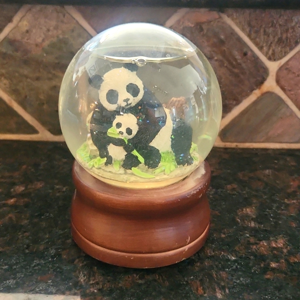 Vintage panda bear snow globe